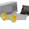 Diseño redondo clásico UV400 Gafas de sol de gafas Fashion Luxury Metal Diseñadores de oro Glases Sun Men Mujeres Mirror Ray 2023 Bandas Gafas de sol Lente Polaroid