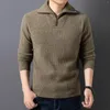 Men's Sweaters 100 Autumn And Winter Pure Wool Lapel Zipper Thickened Sweater Men's Knitting Base Coat Middle-aged Father's Cashmere