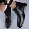 Stiefel Echtes Leder Männer Knöchel Freizeitschuhe Western Cowboy Schwarz Schnürung Hochzeit Büro Kleid Business