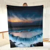 Blankets BBSET Winter Flannel Throw Blanket Sofas Boho Travel Decorative Nature Print Waterfall 3D