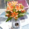 Decorative Flowers 12 Silk Artificial Lily Tulip Combination Bouquet European Style DIY Family Party Wedding Flower Bridal Hand