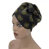 Etniska kläder Big Flower Turban Caps for Women Diamonds Headscarf Bonnets Muslim Head Wraps Female Party Headwear African Headtie