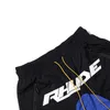 Black Rhude ColorBlock Reflective Panel Print Shorts Street Mens Casual Drawstring