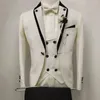Herrdräkter Ivory Blazer set för små pojkar Slim Fit One Button Tuxedo 3 -delad Custome Size Elegant Child Wedding Suit (Jacket Pants Vest)