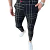 Pantaloni da uomo Pantaloni da uomo con stampa scozzese da lavoro elasticizzati comodi per incontri sociali Impiegati 3X