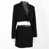 Tweede stuk jurk inkeping single button pak vest jas dames kantoorzak heup rok hoge taille a-line mini 2-delige set