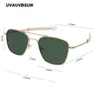 Lunettes de soleil Cadres UVAUVBSUN Vintage Double faisceau métal cadre lunettes de soleil pour hommes luxe polarisé lumière ovale pilote soleil verre De Sol 230113