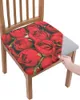 Stol täcker röda rosor blomma elasticitet täcker kontor dator säte skydd fall hem kök matsal slipcover