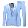 Costumes pour hommes Veste de costume pour hommes avec pantalon Slim Fit Vêtements formels Travail d'affaires Mariage Tuxedo Set Blazer Pantalon Blanc Rose Rouge Homme