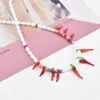 Tour de cou mode coréenne rouge Chili collier pour femmes perles perles chaîne déclaration colliers été bohème fête bijoux cadeau