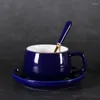 Xícaras pires de café expresso italiana xícara de café pires de pires de restaurante cappuccino latte caneca de leite da montanha azul