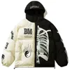 Giacche da uomo Giacca invernale Cappotto Uomo Oversize Scheletro Stampato Capispalla Spessa Calda Imbottita Con Cappuccio Allentato Streetwear Harajuku Punk Retro Parka