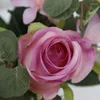 Декоративные цветы искусственная роза гордца дома украшение букет свадебная рука с шелковой тканью сушена 5 вилок Мельбурн
