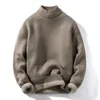 Men's Sweaters Men's Sweater Half High Collar Thickened Jersey Plush South Korean Style Solid Under Knitwear One Piece Christmas