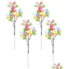 Décoration De Fête 4 Pcs Oeuf De Pâques Décor D'arbre Branches Créatives Oeufs Peints Feuilles Vertes Simation Bouquets Maison Printemps Ornement Drop Dhfxi