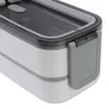 Dinnerware Sets Lunch Container Microwaveable 1400ml Box Double Layers Plastic With Spoon For Work