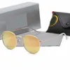 Klassisk rund design UV400 glasögon solglasögon mode lyxiga metalldesigners guld ram solglasögon män kvinnor spegel ray 2023 bandband