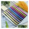 Pailles à Boire 8.5 / 9.5 / 10.5 Acier Inoxydable St Straight Bent Colorf Réutilisable Sts En Métal Pour La Fête De Mariage Bar Utiliser Drop Delivery Home Dhxyb