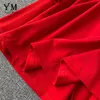 Casual klänningar yuoomuoo sexig off axel kvinnor klänning 2023 höst mode virkning hög midja flare hylsa kort ins svart röd fest