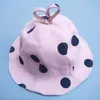 Wide Brim Hats Baby Hat Cartoon Cotton Bucket Kids Summer Sun Cap Toddler Boys Girls 2-8 Years Old Embroidery Dot Print