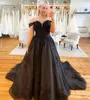 2023 Black Gothic A-Line Wedding Dresses Off Shoulder Sweetheart Lace Applique Beaded Long Vintage Bride Formal Gowns Court Train Plus Size Bridal Dress