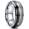 Mode 8mm Männer Wolfram Hochzeit Edelstahl Ringe Inlay Holz Pfeil Ring männer Hochzeit Band Schmuck