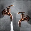 Bathroom Sink Faucets Carved Wall Mount Zinc Alloy Antique Bibcock Garden Wash Basin Faucet Decorative Outdoor Mop Taps Torneira Par Dhvjb