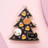 Broşlar Cadılar Bayramı Glitter Catmas Noel ağacı broş pimleri emaye metal rozetler yaka pin ceketleri moda mücevher aksesuarları