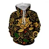 Herrtröjor Jumeast 3D Flower Leaves Tryckta män Streetwear Vintage 2000 -tal Fall estetik Kangaroo Pocket Hoody Loose Urban Clothing