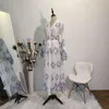 Etnische kleding Midden Wepbel Flower Borduurde East Fashion Women's Abaya Mesh Floral Cardigan Robe Women Long Open Jurk