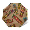 Ombrelli Ombrello completamente automatico resistente al vento Maschera africana tribale Pioggia etnica 3 Parasole pieghevole Auto da viaggio
