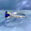 Anelli a grappolo Classico Soild Argento sterling 925 Taglio rotondo 1CT Anello con pietra preziosa zaffiro per le donne Fidanzamento di nozze Gioielleria raffinata all'ingrosso