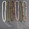 Strand 6mm Beads Phone Chain Strap Wrist Mobile Lanyard Key Howlite Unakite Tiger Eye Amazonite Gemstone Jewelry For Men And Women