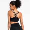 Yoga Outfit Solid Color Fitness Soutien-gorge Femmes Gym Débardeur Soft Cross Vest High Impact Brassiere Formation complète Jogging Coussin de poitrine