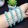 Strand Natural Green Amazonite Armband Round Pärlor Crystal Healing Stone Quartz Women Jewelry Gift