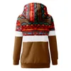 Kvinnors hoodies tröjor kvinnor geometriska mönster varm halsduk hals hoodie pullover vintage västerländsk etnisk stil aztec tryck dragstring huvtröja 230113