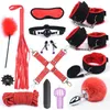 Brinquedos sexuais eróticos de Bondage para mulheres jogos de adultos nylon bdsm kits handcuffs chicote bocal gag rabbit cauda anal plug 230113