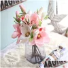 Decoratieve bloemen kransen 14.5 inch open magnolia fower tak kunstmatig voor roze witte bruiloft decoratietafel decor flore dhadu