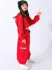 Sahne Giyim Kızlar Sokak Dans Giyim Hip Hop Kostüm Kırmızı Kapşonlu Palto Pantolon Uzun Kollu Takip Modern Caz Performansı Bl9617