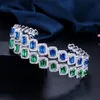 Green Blue Cubic Zirconia Stone Love Open Cuff Ladies Bangles smycken för bröllop