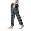 Men's Pants Men's Pajamas Plaid Casual Drawstring Elastic Mid Waist Comfy Soft Loose Lounge Sleep Spring Autumn Trousers