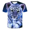 Men's T Shirts 2023 Fashion Rich Tiger 3D Color Printing Oversized T-shirt Summer Short-Sleeved Casual Sports Top