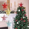 Christmas Decorations 10/15/20cm Tree Top Stars 3D Five-point Gold Powder Flash Star Merry Home Table Topper Xmas Decoration