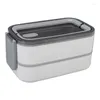Geschirrssätze Sets Lunch Container Mikrowellen Sie 1400 ml Box Doppelschichten Kunststoff mit Löffel für die Arbeit