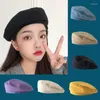 Basker söta basker hatt kvinna svart retro svamp trendig mode tunt sektion åttonal mössa boinas para mujer sombreros de de