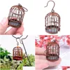 Dekoratif Nesneler Figürinler 1pc 112 Ölçekli Metal Kuş Kafesi Birdcage Dollhouse Minyatür Bahçe Süsleri Damla Teslimat Eve D DHZIQ