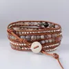 Tennis Bracelets Botswana Bracelet Natural Stone Silver Plated Beads 5 Strands Leather Rope Exclusive Bohemia Wrap