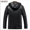 Men's Fur & Faux M-4xl 2023 Autumn And Winter Clothing One Leather Plus Velvet Thickening Slim Hooded Genuine Jacket Coat