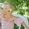 Hårtillbehör konstgjorda falska blommor baby pannband för flickor mode pärla elastiska nylonband vintage handgjorda födda