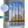 Shower Curtains WARMTOUR Curtain Sky And City Extra Long Fabric Bath Bathroom Decor Sets With Hooks